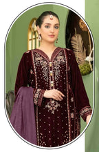 Anaita Purple Velvet Suit with Embroidery Sequence Work | Grocsy