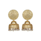 Joban Fashion Women Matte Gold Brass Jhumka | Grocsy