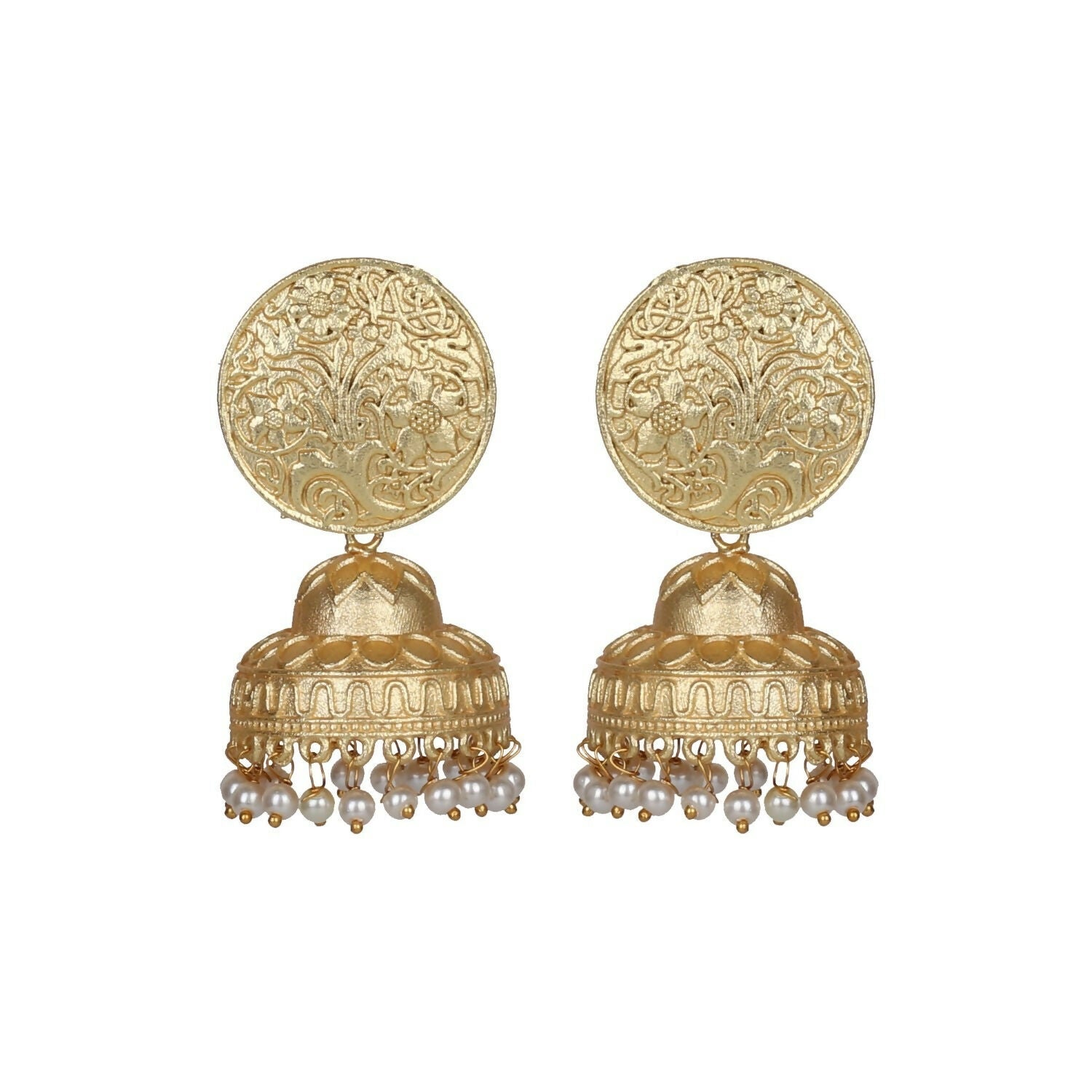 Joban Fashion Women Matte Gold Brass Jhumka | Grocsy