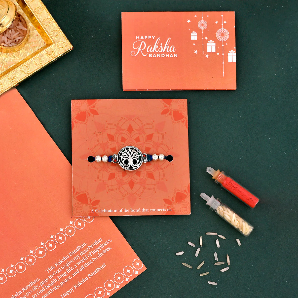 trueBrowns X Voylla Blue High Polish Beaded Thread Rakhi | Grocsy