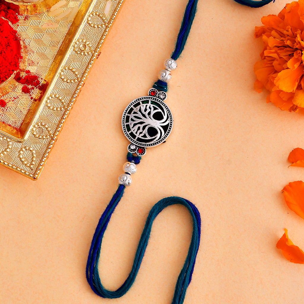 trueBrowns X Voylla Blue High Polish Beaded Thread Rakhi | Grocsy