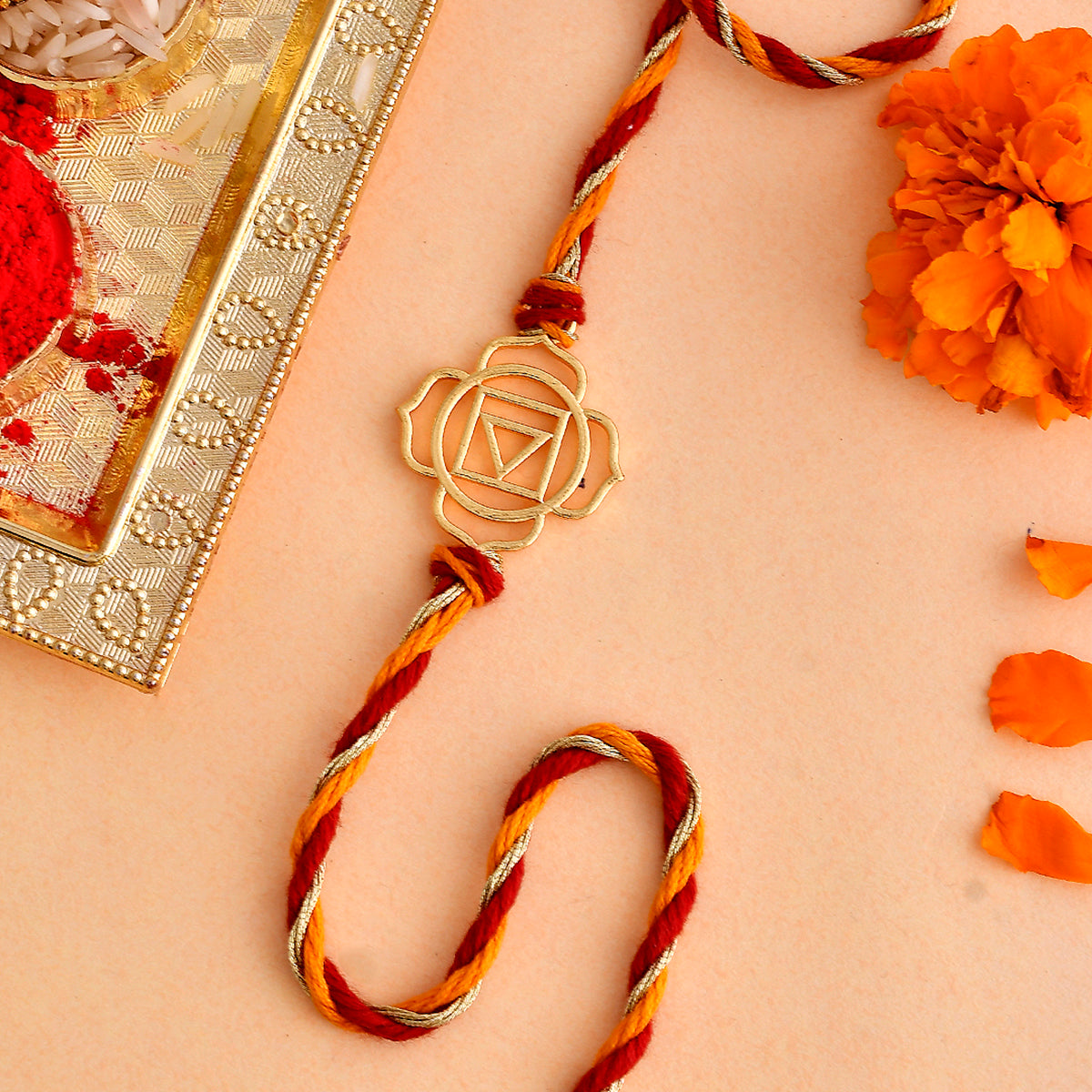 trueBrowns X Voylla High Polish Abstract Floral Motif Rakhi | Grocsy
