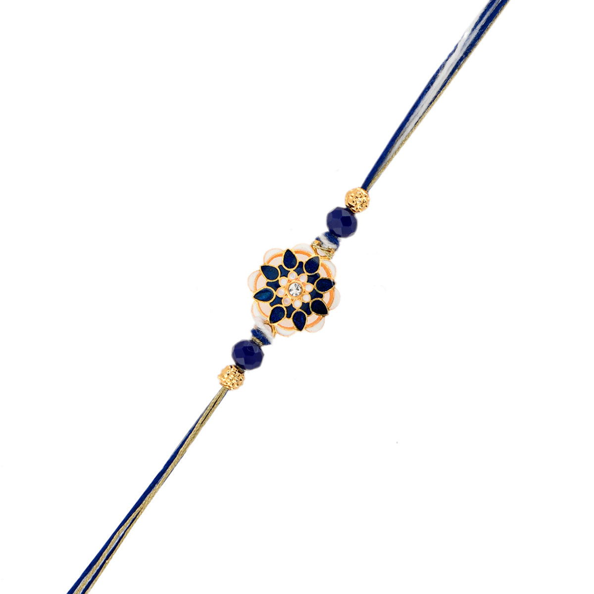 trueBrowns X Voylla Ethnic Studded Blue Thread Rakhi | Grocsy