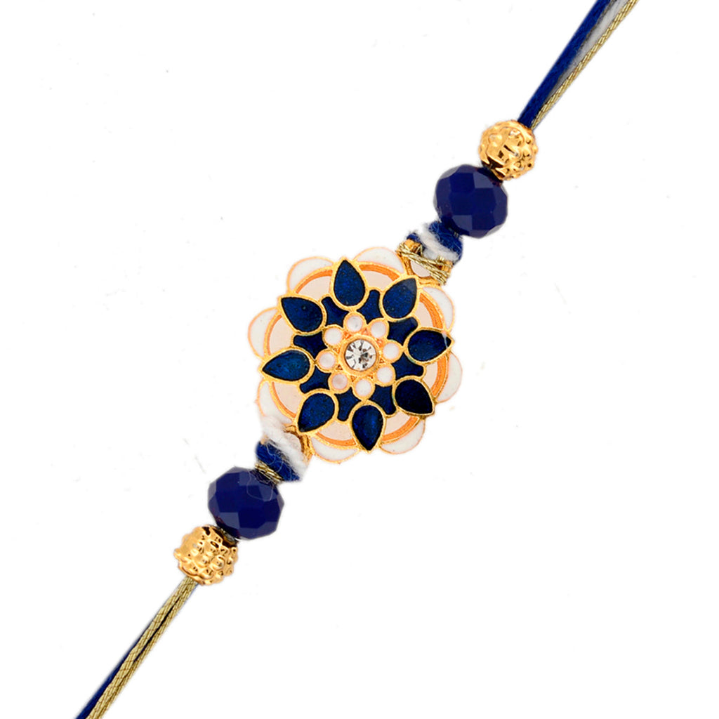 trueBrowns X Voylla Ethnic Studded Blue Thread Rakhi | Grocsy