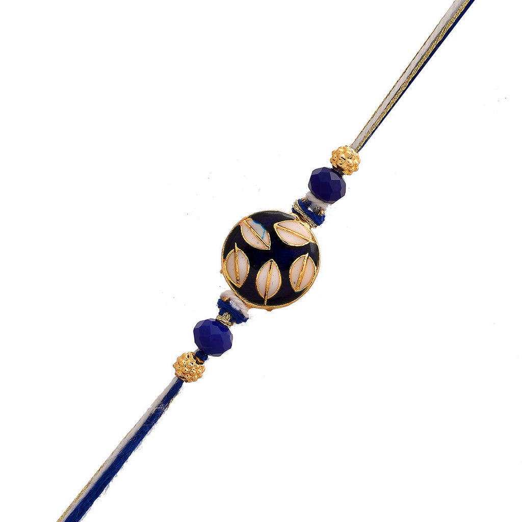 trueBrowns X Voylla Ethnic Embellished Blue Thread Rakhi | Grocsy