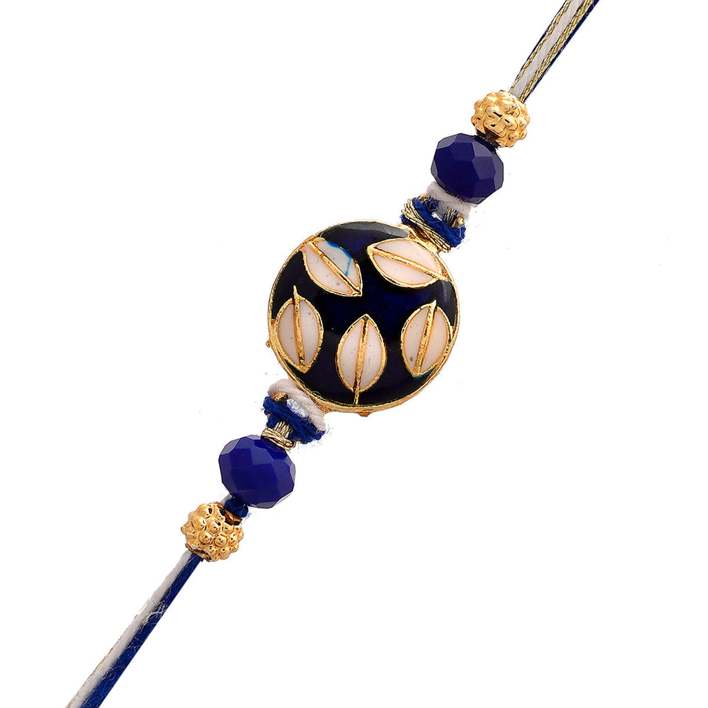 trueBrowns X Voylla Ethnic Embellished Blue Thread Rakhi | Grocsy