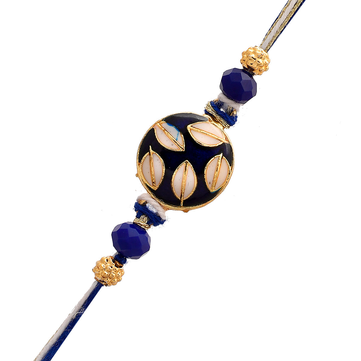 trueBrowns X Voylla Ethnic Embellished Blue Thread Rakhi | Grocsy