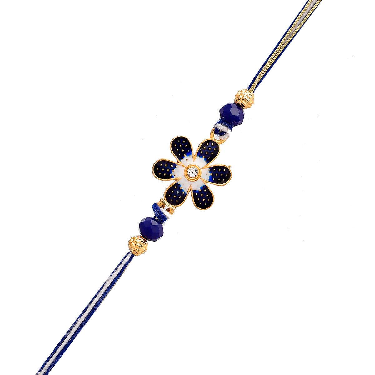 trueBrowns X Voylla Ethnic Floral Motif Blue Thread Rakhi | Grocsy
