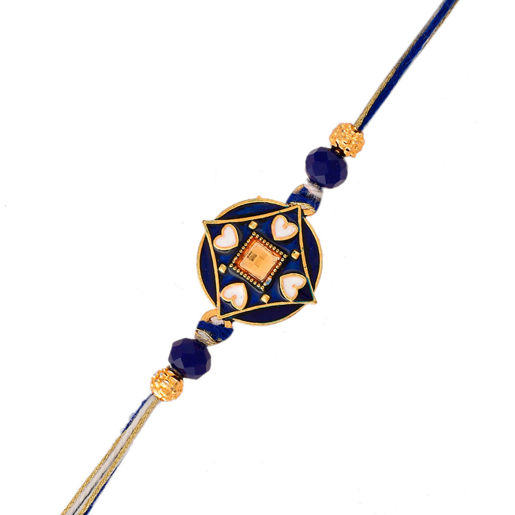 trueBrowns X Voylla Ethnic Mandala Inspired Blue Thread Rakhi | Grocsy