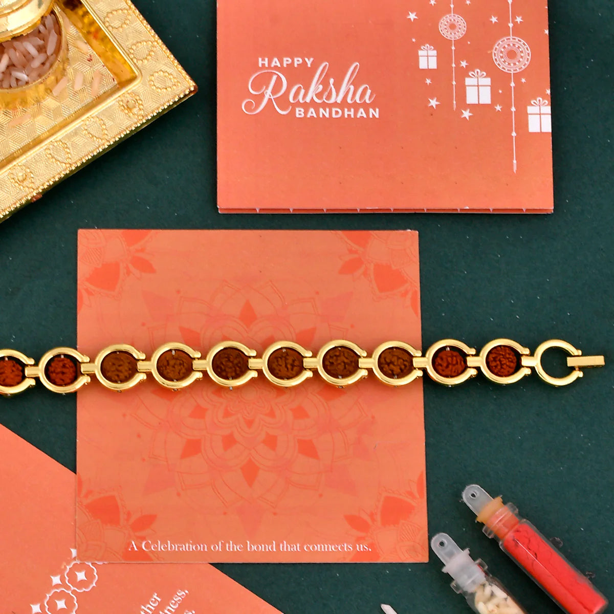 trueBrowns X Voylla Rudraksha Beads Bracelet Style Rakhi | Grocsy