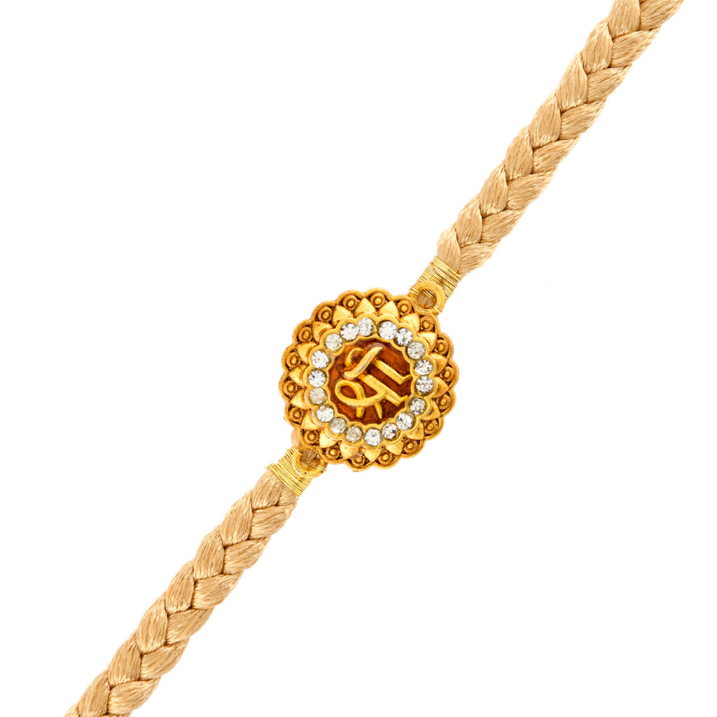 trueBrowns X Voylla Traditional Shree Inscription Zirconia Studded Rakhi | Grocsy