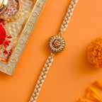 trueBrowns X Voylla Traditional Shree Inscription Zirconia Studded Rakhi | Grocsy