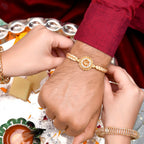 trueBrowns X Voylla Traditional Shree Inscription Zirconia Studded Rakhi | Grocsy