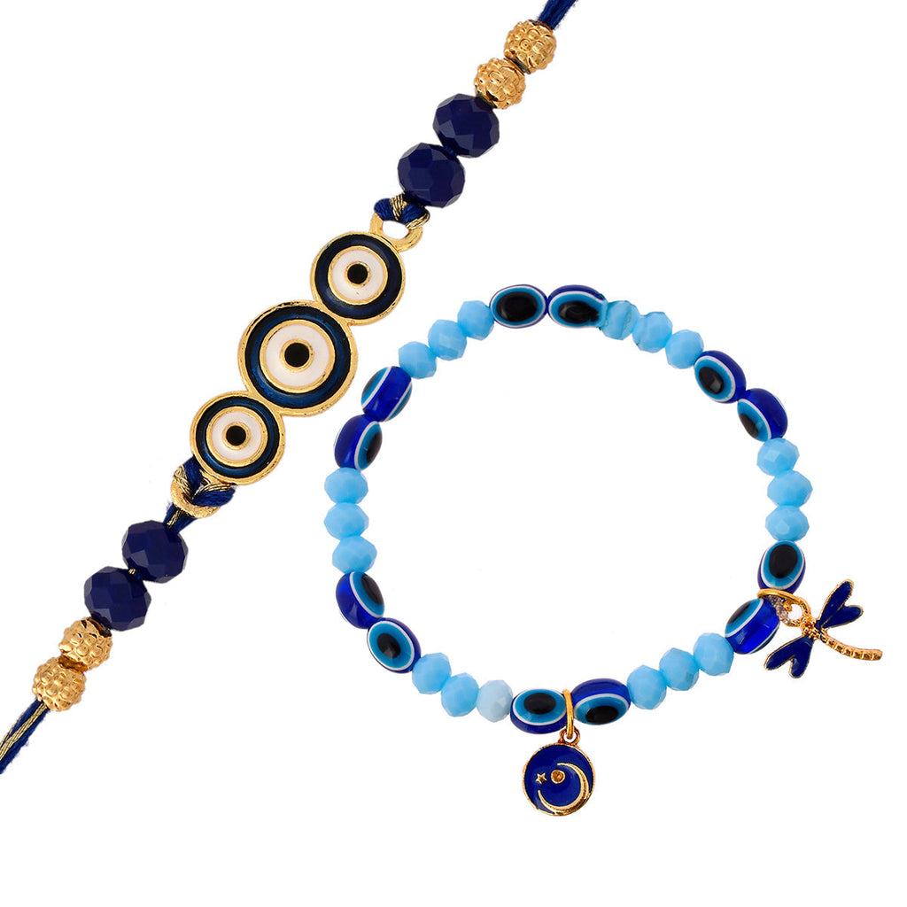 trueBrowns X Voylla Evil Eye Bracelet Style Bhaiya-Bhabhi Rakhi | Grocsy