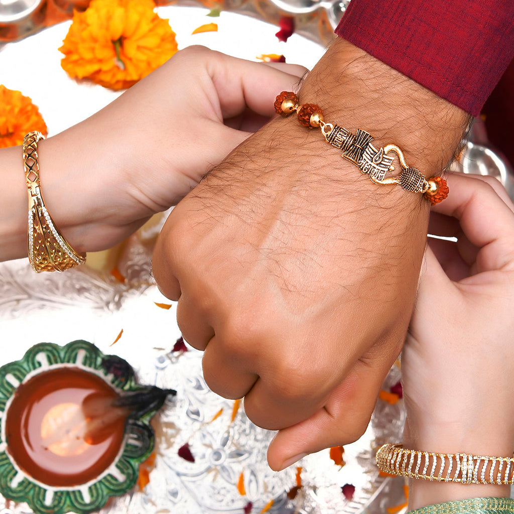 trueBrowns X Voylla Lord Shiva Motifs Rudraksha Rakhi | Grocsy