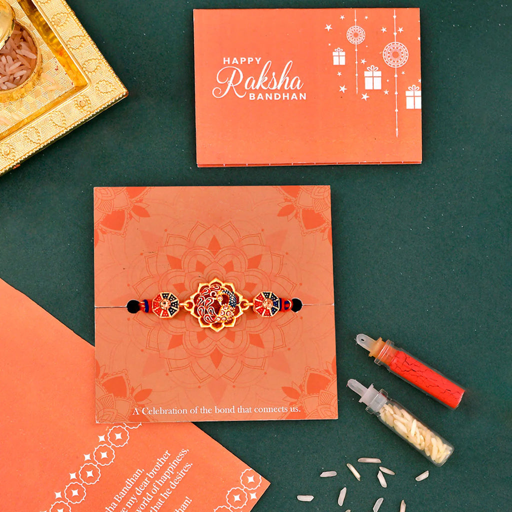 trueBrowns X Voylla Cutwork Studded High Polish Thread Rakhi | Grocsy