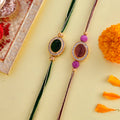 trueBrowns X Voylla Studded Pink And Green Thread Rakhis - Pack Of 2 | Grocsy