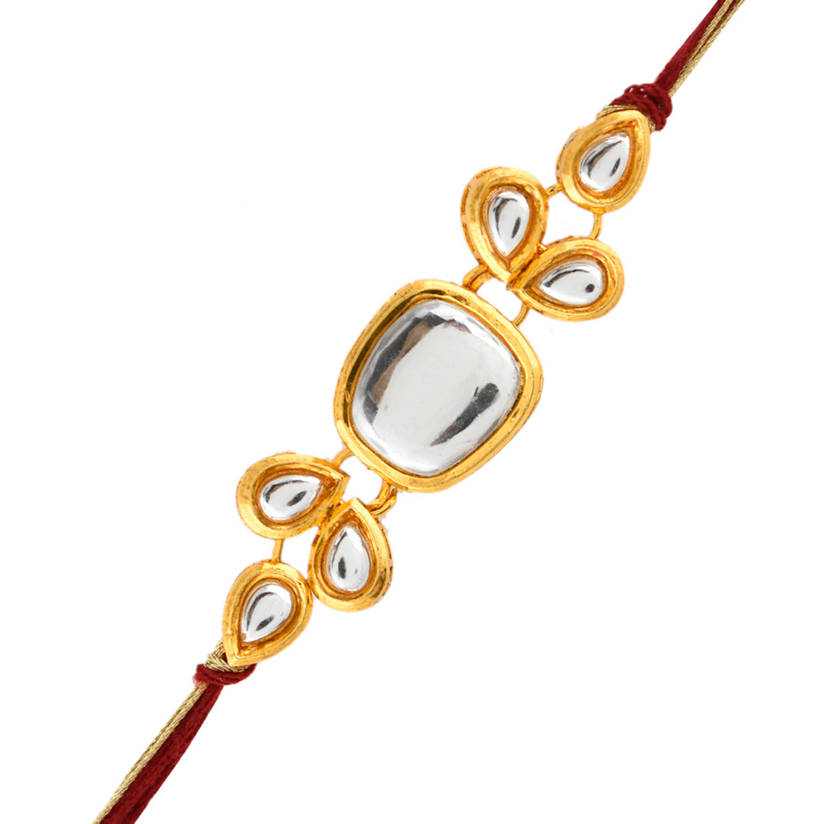 trueBrowns X Voylla Classic Kundan Polki Studded Ethnic Thread Rakhi | Grocsy