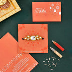 trueBrowns X Voylla Classic Kundan Polki Studded Ethnic Thread Rakhi | Grocsy