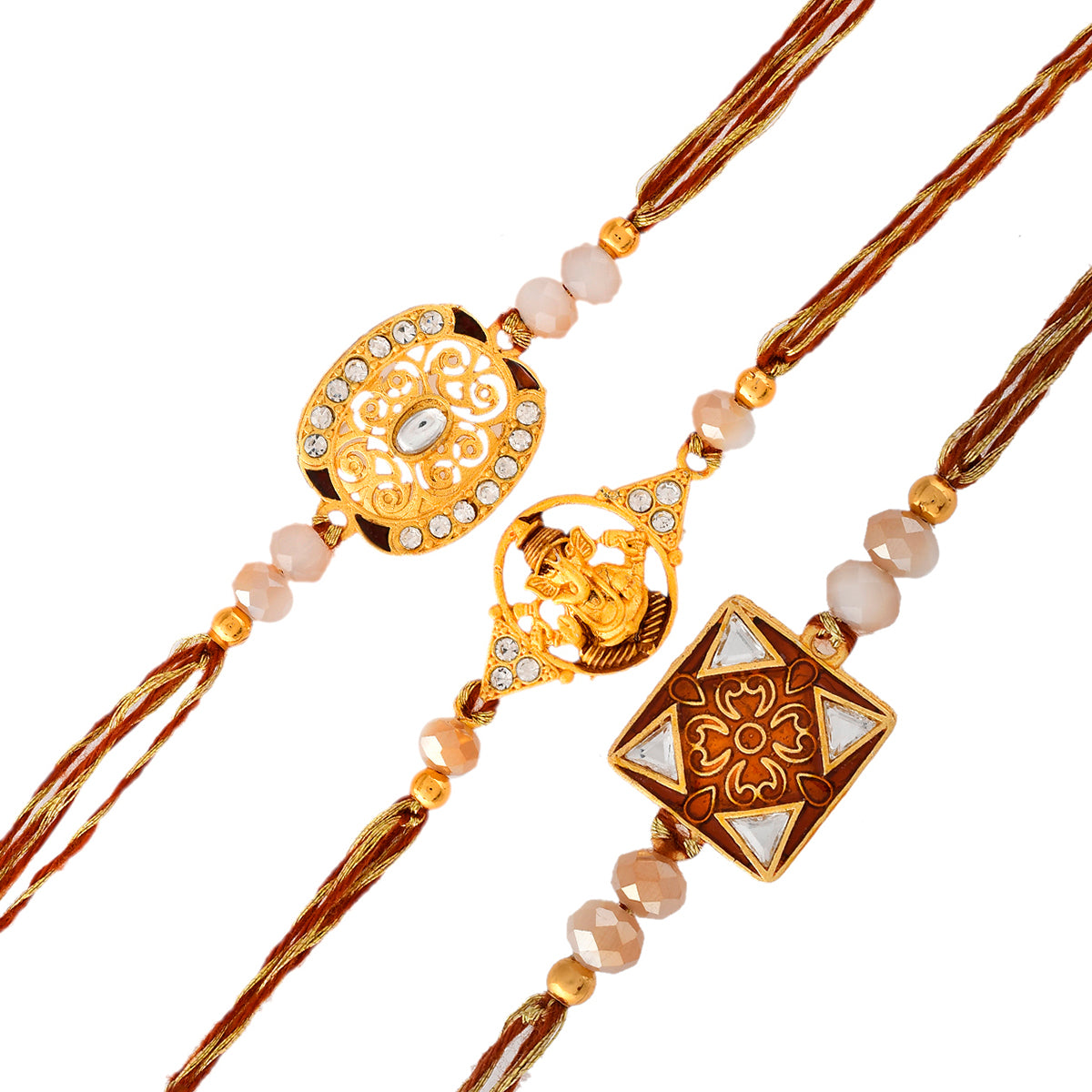 trueBrowns X Voylla Ethnic Style Designer Thread Rakhis - Pack Of 3 | Grocsy