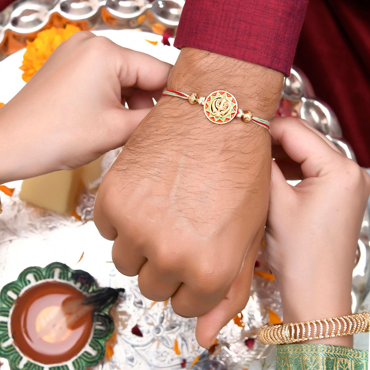 trueBrowns X Voylla Ethnic Colorful Enamel Thread Rakhi | Grocsy