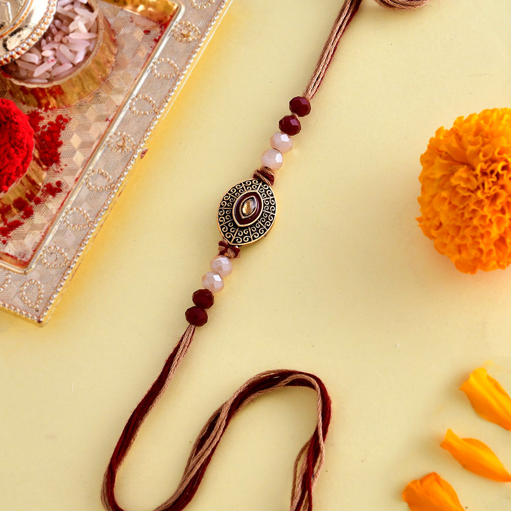 trueBrowns X Voylla Beaded Gem Studded Thread Rakhi | Grocsy