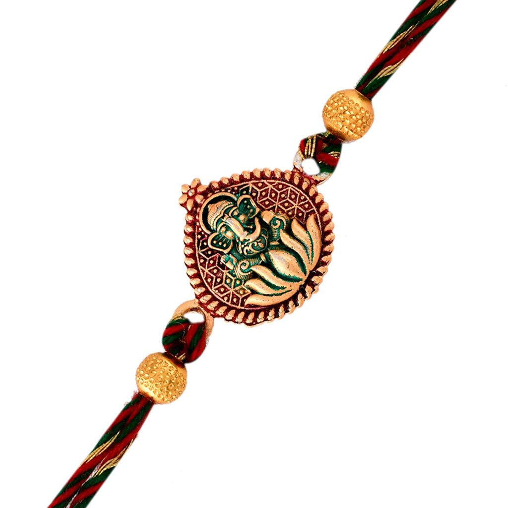 trueBrowns X Voylla Lord Ganesha Colorful Enameled Ethnic Rakhi | Grocsy