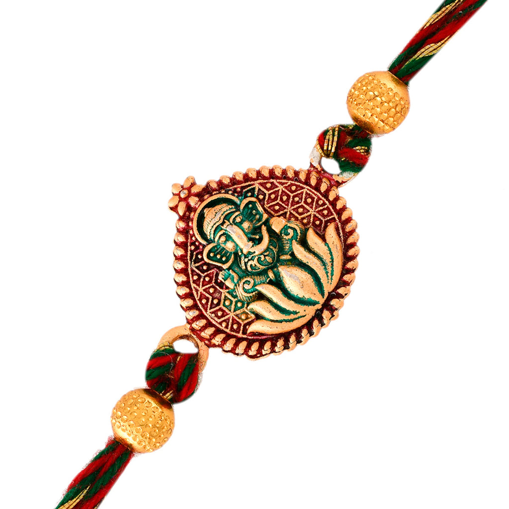 trueBrowns X Voylla Lord Ganesha Colorful Enameled Ethnic Rakhi | Grocsy