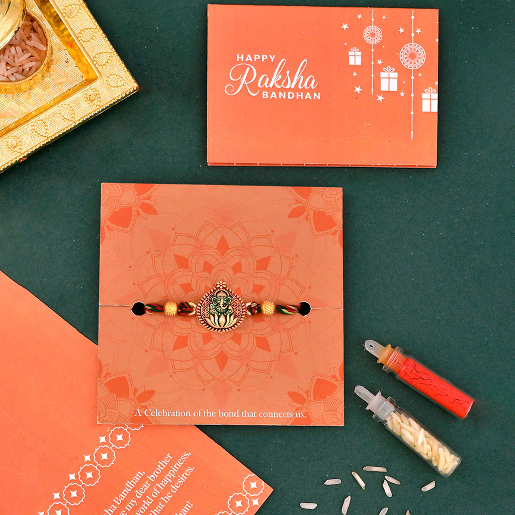 trueBrowns X Voylla Lord Ganesha Colorful Enameled Ethnic Rakhi | Grocsy
