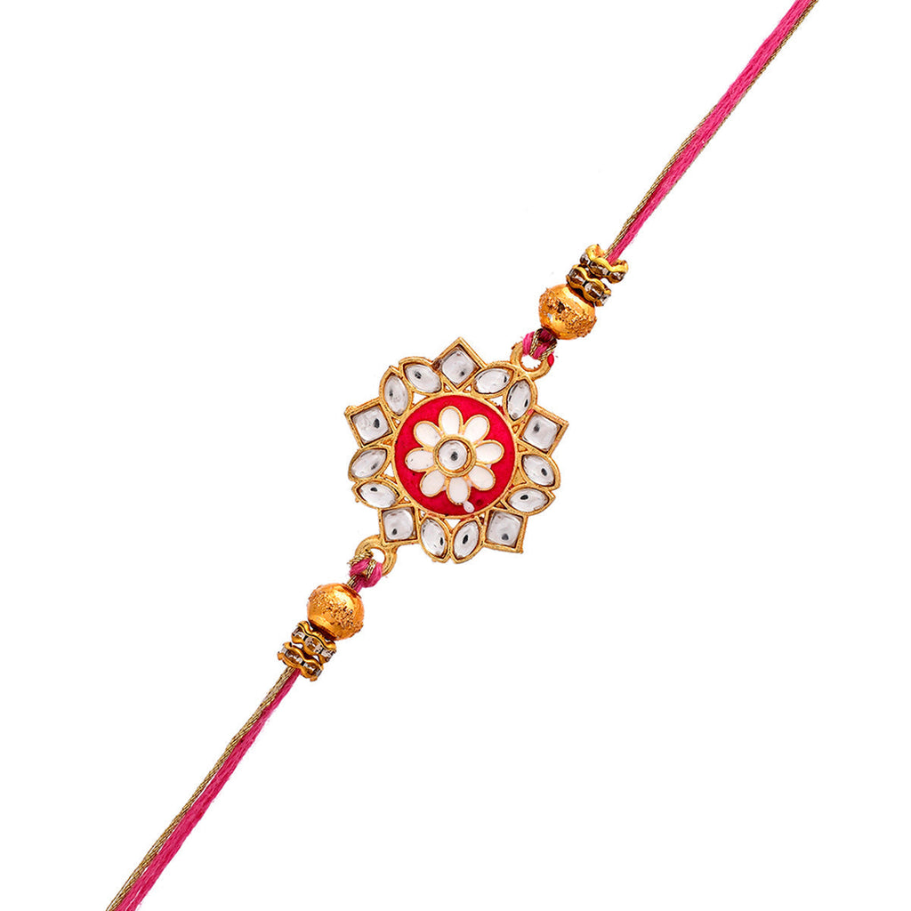 trueBrowns X Voylla Green Gems Studded Ethnic Thread Rakhi | Grocsy