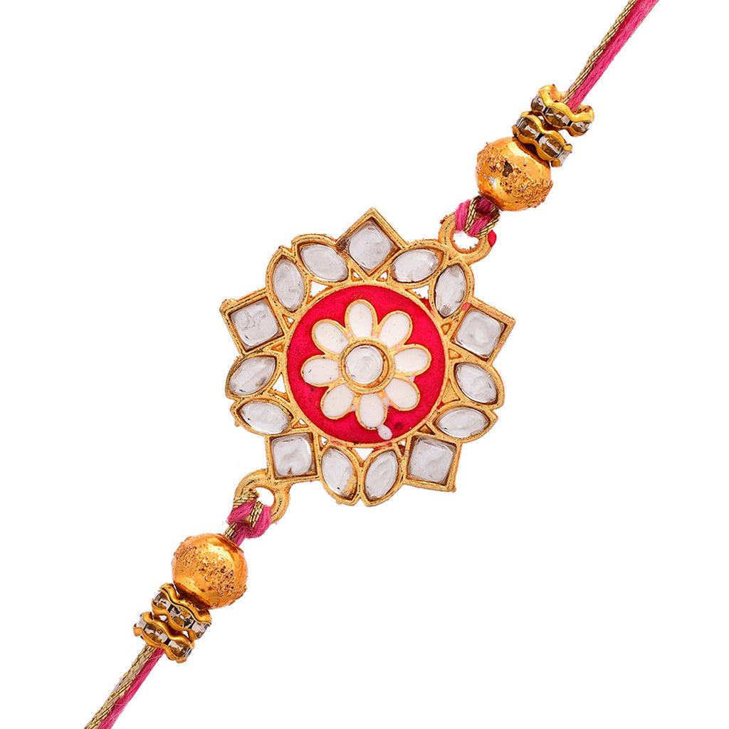 trueBrowns X Voylla Green Gems Studded Ethnic Thread Rakhi | Grocsy