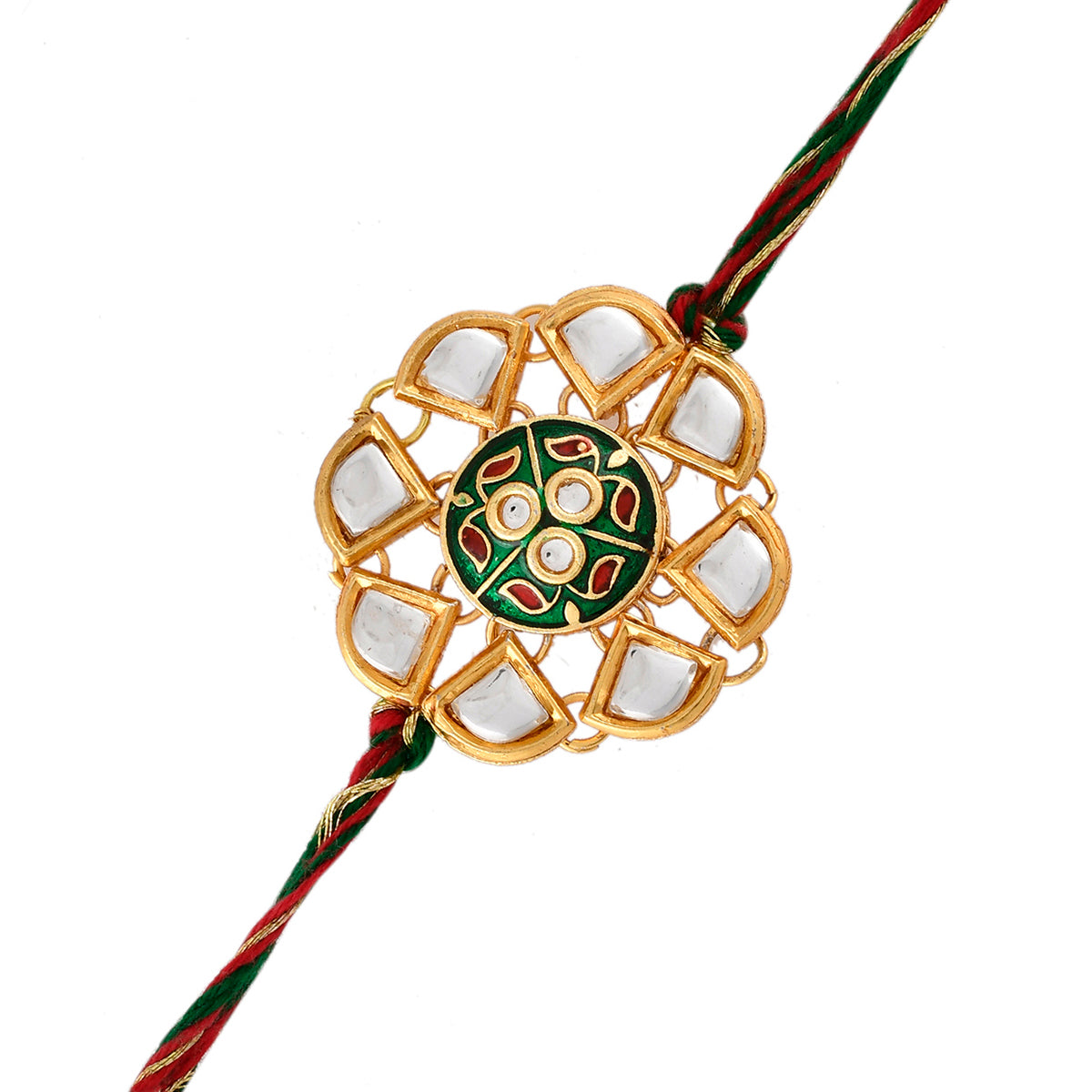 trueBrowns X Voylla Kundan Polki Enameled Bhaiya-Bhabhi Rakhi | Grocsy