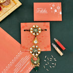 trueBrowns X Voylla Kundan Polki Enameled Bhaiya-Bhabhi Rakhi | Grocsy
