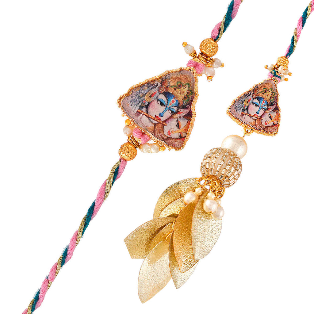 trueBrowns X Voylla Ethnic High Polish Pearl Beads Bhaiya-Bhabhi Rakhi | Grocsy