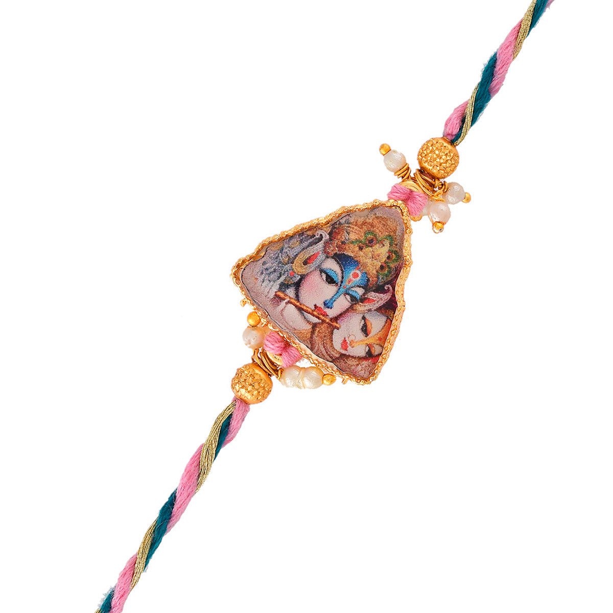trueBrowns X Voylla Ethnic High Polish Pearl Beads Bhaiya-Bhabhi Rakhi | Grocsy