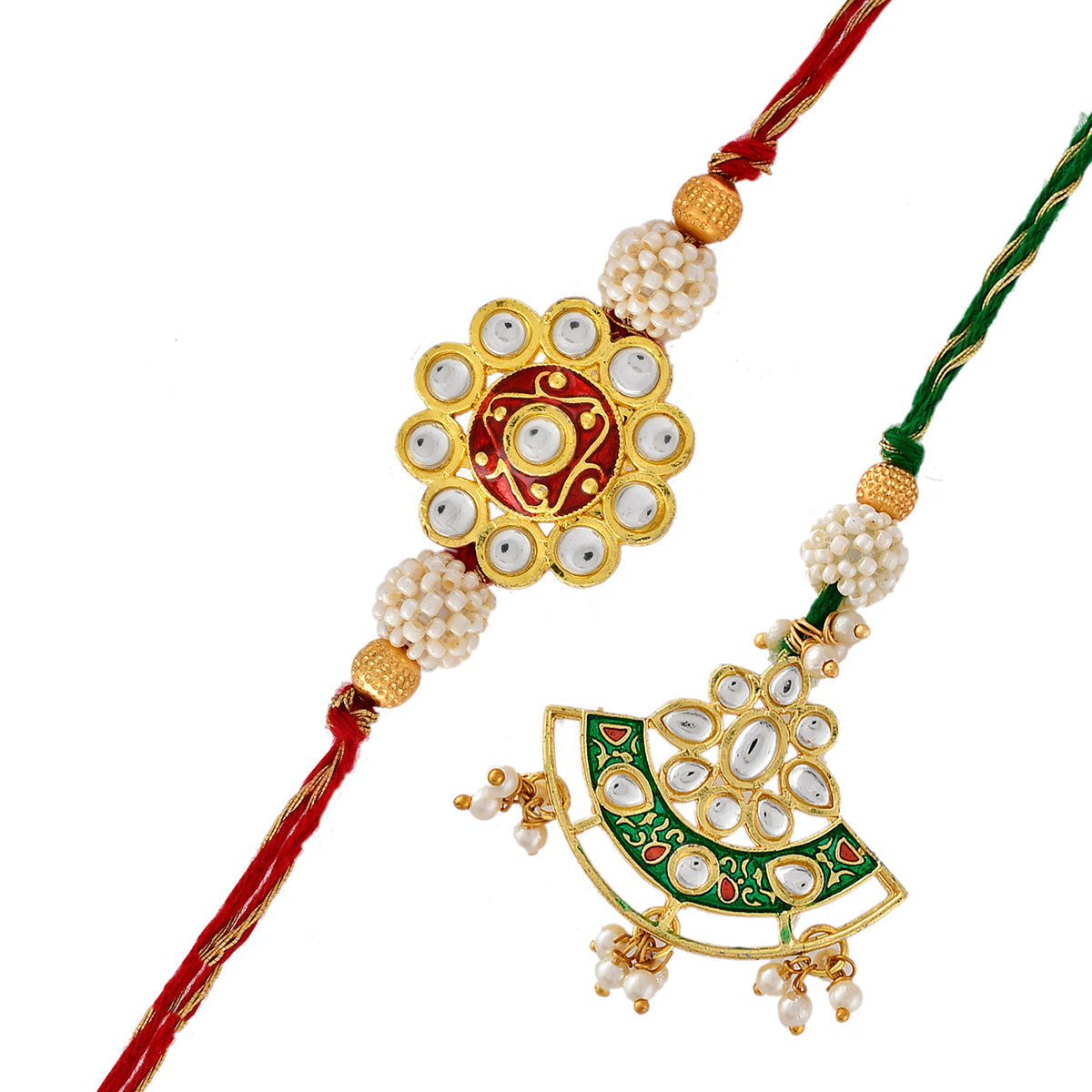 trueBrowns X Voylla Kundan Polki Traditional Bhaiya-Bhabhi Rakhi | Grocsy