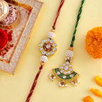 trueBrowns X Voylla Kundan Polki Traditional Bhaiya-Bhabhi Rakhi | Grocsy