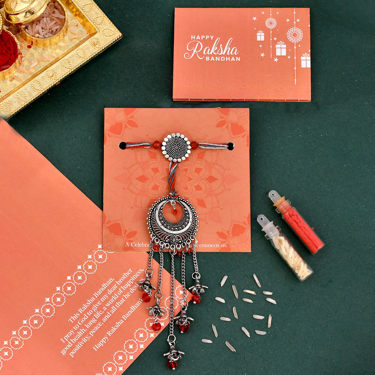 trueBrowns X Voylla Ethnic Lightly Embellished Bhaiya-Bhabhi Rakhi | Grocsy