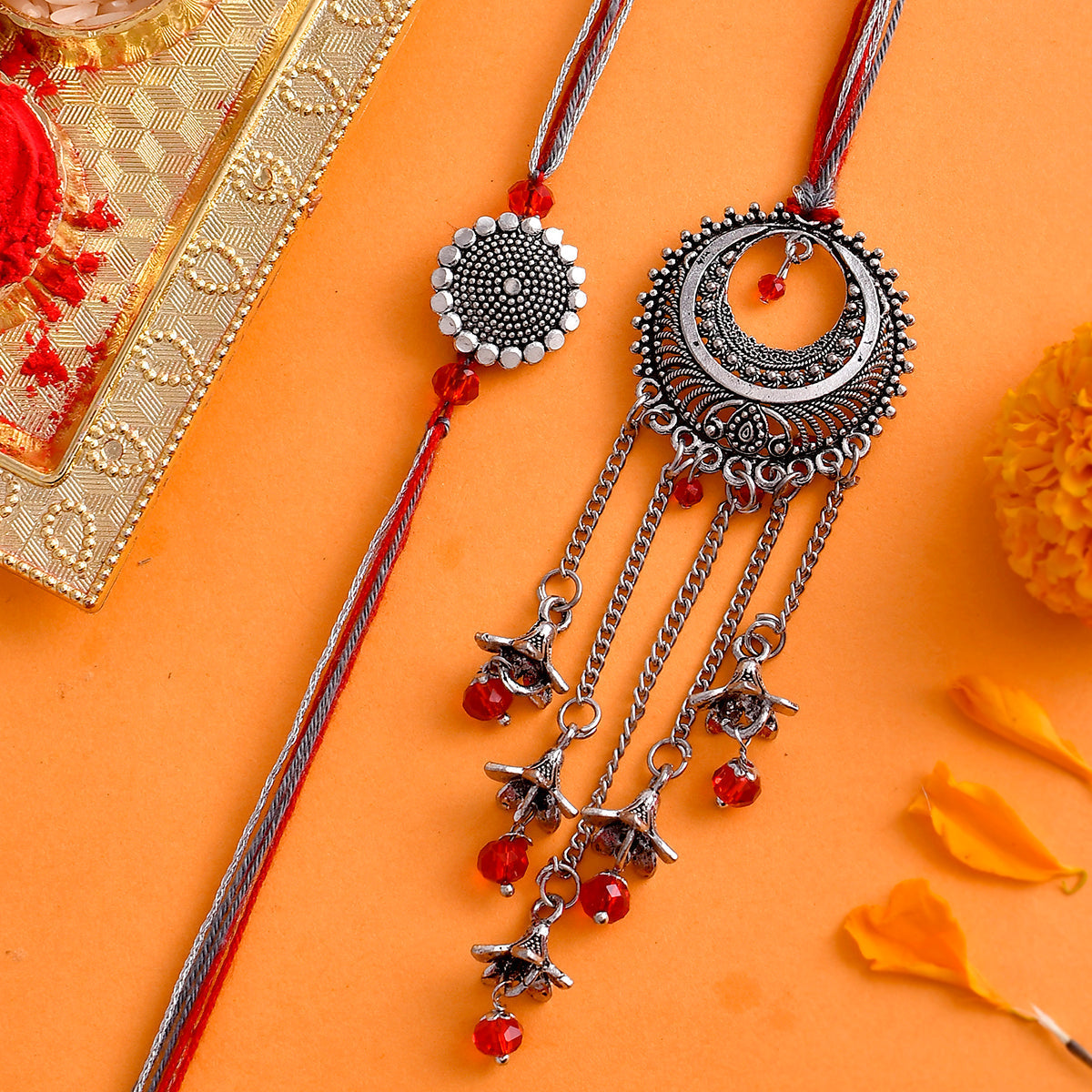 trueBrowns X Voylla Ethnic Lightly Embellished Bhaiya-Bhabhi Rakhi | Grocsy