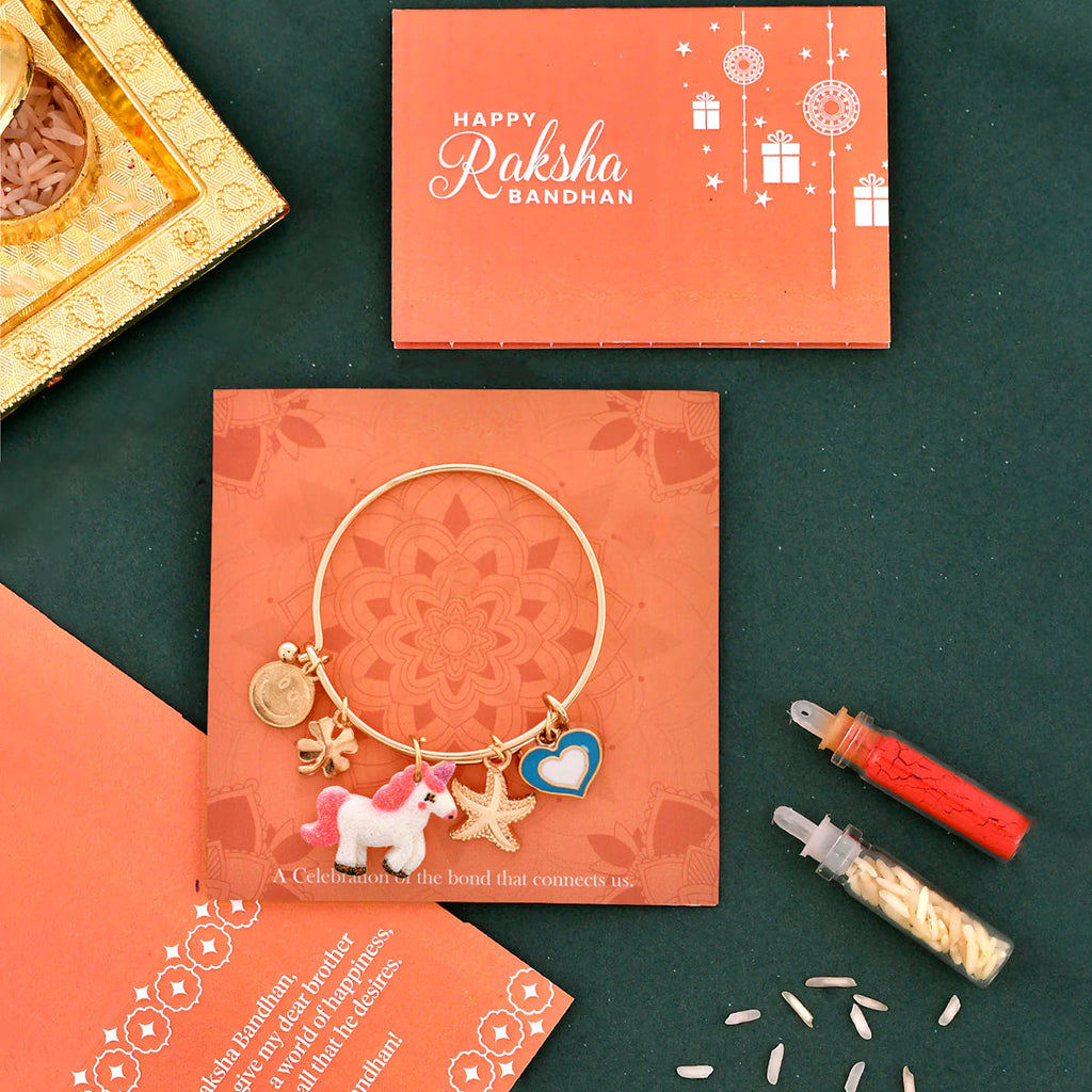 trueBrowns X Voylla Heart And Animals Charms Colorful Kids Rakhi | Grocsy