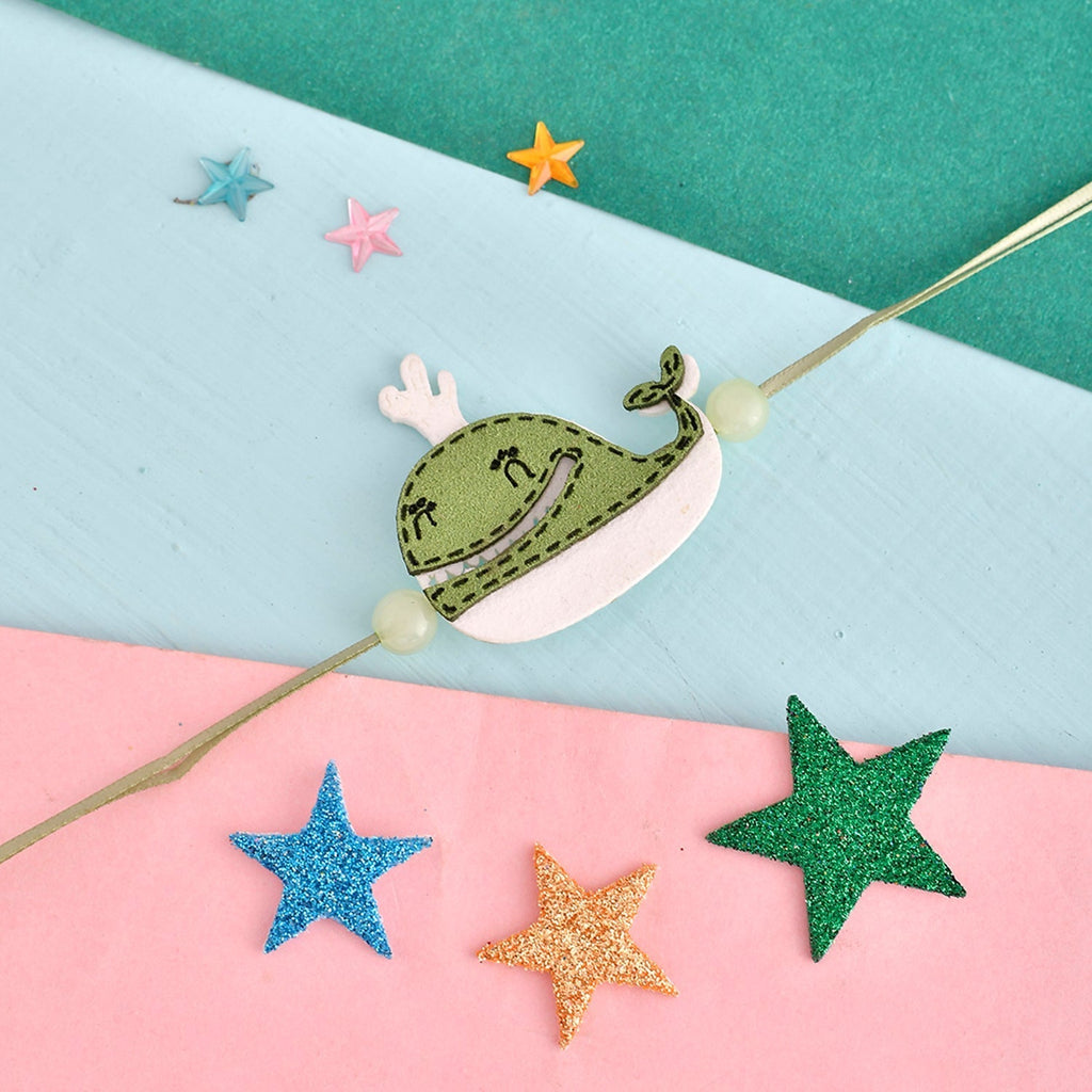 trueBrowns X Voylla Happy Whale Beaded Slip-On Rakhi For Kids | Grocsy