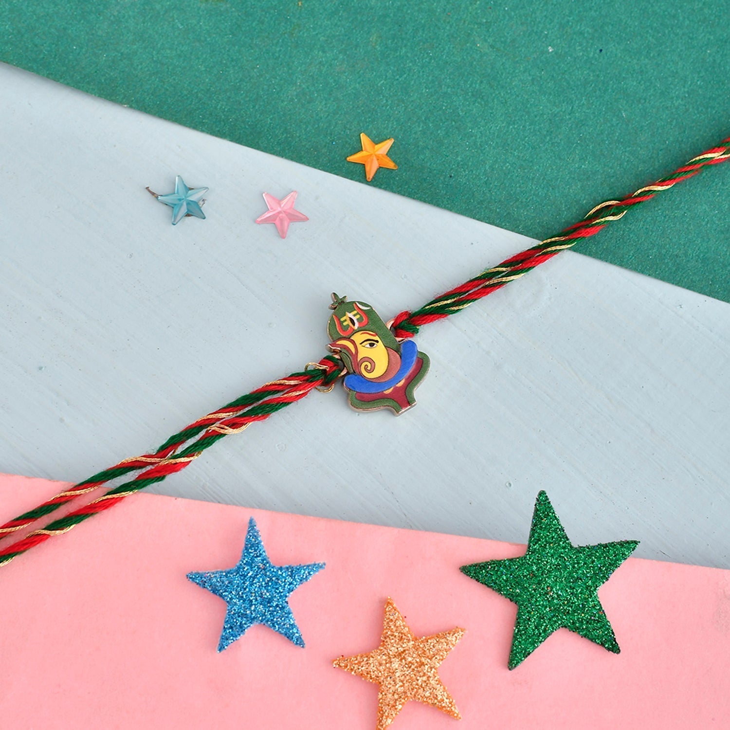 trueBrowns X Voylla Lord Ganesh Colourful Kids Thread Rakhi For Kids | Grocsy