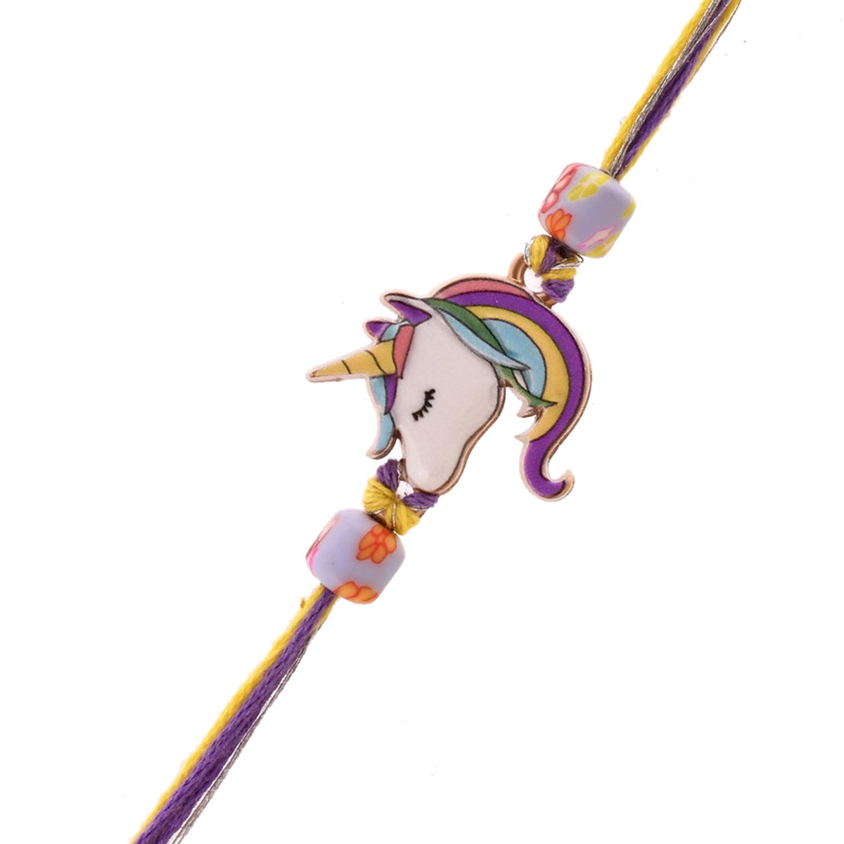 trueBrowns X Voylla Rainbow Unicorn Beaded Slip-On Rakhi For Kids | Grocsy