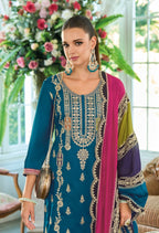 Anaita Teal Premium Embroidered Chinon Stitched Salwar Suit | Grocsy