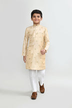 Joban Fashion Satin Silk Beige Kurta With Straight Fit Pant | Grocsy