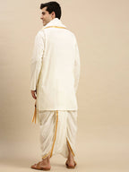 Ramraj Cotton Premium Wedding Cream Readymade Panchakacham,Kurta & Towel Set RP Jari | Grocsy