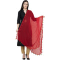 A R Silk Chiffon Multi Pum-2 Regular Dupatta Color Red Dupatta or Chunni | Grocsy