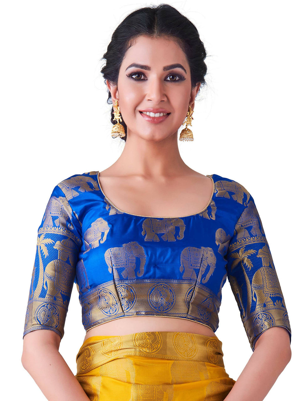 Mimosa Women's Gold Kanjivaram Art Silk Saree | Grocsy