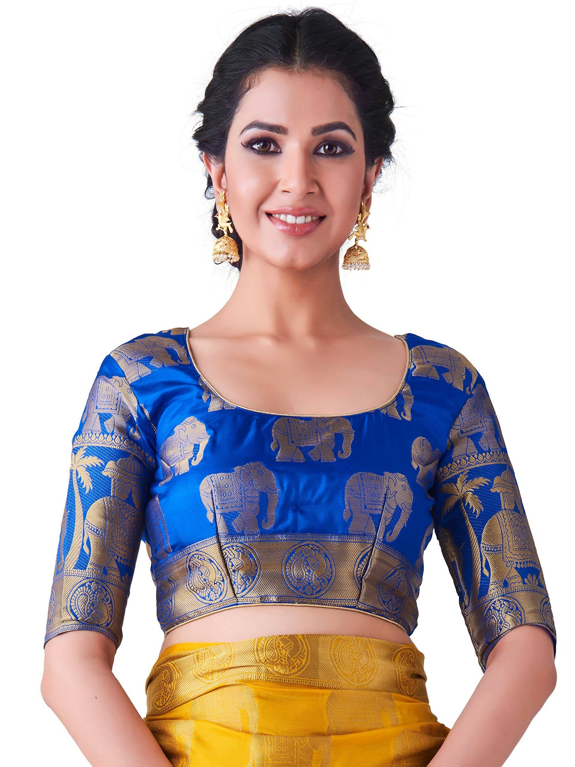 Mimosa Women's Gold Kanjivaram Art Silk Saree | Grocsy
