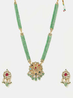 Ruby Raang Long Kundan Neckpiece With Earrings | Grocsy